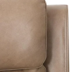 Power Leather Reclining Sofa with Adjustable Headrests - Taupe