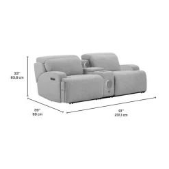 Power Modular Loveseat and Console with Built-In Audio System - 3 pcs