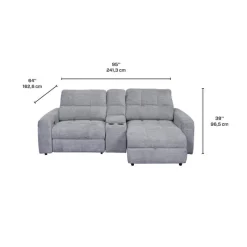 Power Modular Loveseat with Left-Side slider, Right-Side Chaise with Storage, and Console - 3 pcs