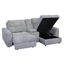 Power Modular Loveseat with Left-Side slider, Right-Side Chaise with Storage, and Console - 3 pcs