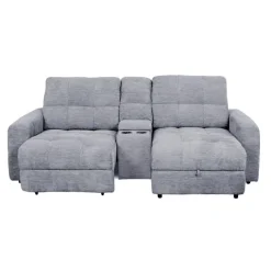 Power Modular Loveseat with Left-Side slider, Right-Side Chaise with Storage, and Console - 3 pcs