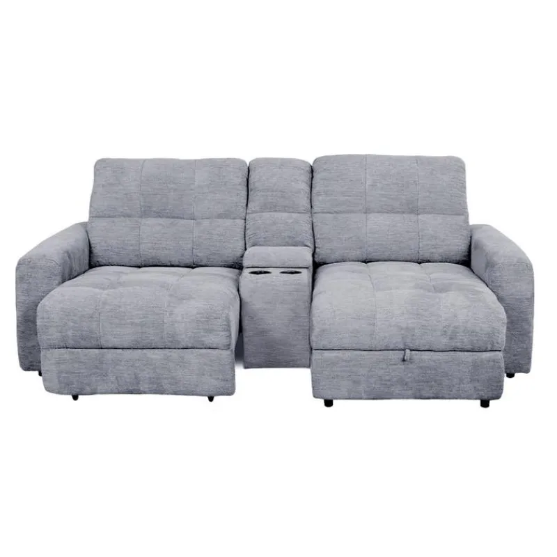 Power Modular Loveseat with Left-Side slider, Right-Side Chaise with Storage, and Console - 3 pcs