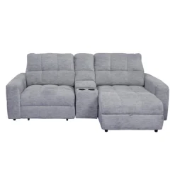Power Modular Loveseat with Left-Side slider, Right-Side Chaise with Storage, and Console - 3 pcs