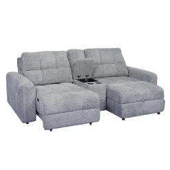 Power Modular Loveseat with Left-Side slider, Right-Side Chaise with Storage, and Console - 3 pcs