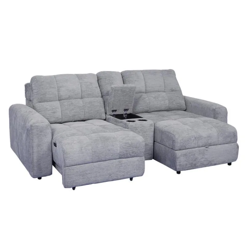 Power Modular Loveseat with Left-Side slider, Right-Side Chaise with Storage, and Console - 3 pcs