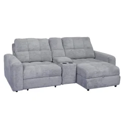 Power Modular Loveseat with Left-Side slider, Right-Side Chaise with Storage, and Console - 3 pcs