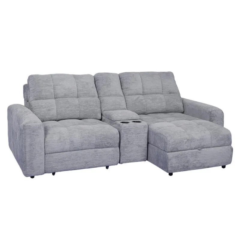 Power Modular Loveseat with Left-Side slider, Right-Side Chaise with Storage, and Console - 3 pcs