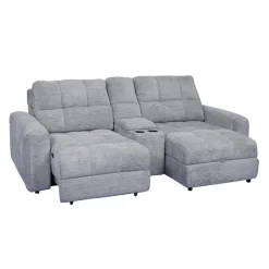 Power Modular Loveseat with Left-Side slider, Right-Side Chaise with Storage, and Console - 3 pcs