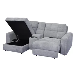 Power Modular Loveseat with Right-Side slider, Left-Side Chaise with Storage, and Console - 3 pcs