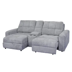 Power Modular Loveseat with Right-Side slider, Left-Side Chaise with Storage, and Console - 3 pcs