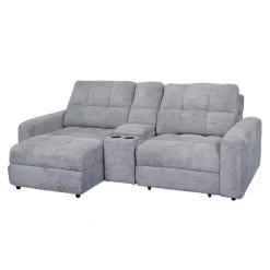 Power Modular Loveseat with Right-Side slider, Left-Side Chaise with Storage, and Console - 3 pcs