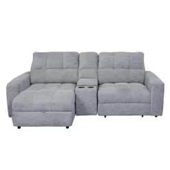 Power Modular Loveseat with Right-Side slider, Left-Side Chaise with Storage, and Console - 3 pcs