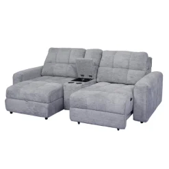 Power Modular Loveseat with Right-Side slider, Left-Side Chaise with Storage, and Console - 3 pcs