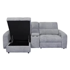 Power Modular Reclining Loveseat, Left-Side Chaise with Storage, and Console - 3 pcs