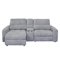 Power Modular Reclining Loveseat, Left-Side Chaise with Storage, and Console - 3 pcs