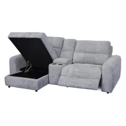 Power Modular Reclining Loveseat, Left-Side Chaise with Storage, and Console - 3 pcs