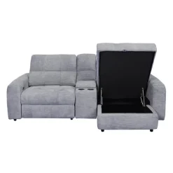 Power Modular Reclining Loveseat, Right-Side Chaise with Storage, and Console - 3 pcs