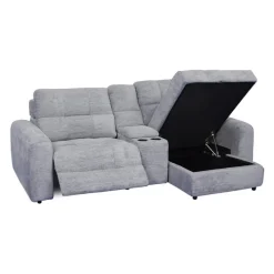 Power Modular Reclining Loveseat, Right-Side Chaise with Storage, and Console - 3 pcs