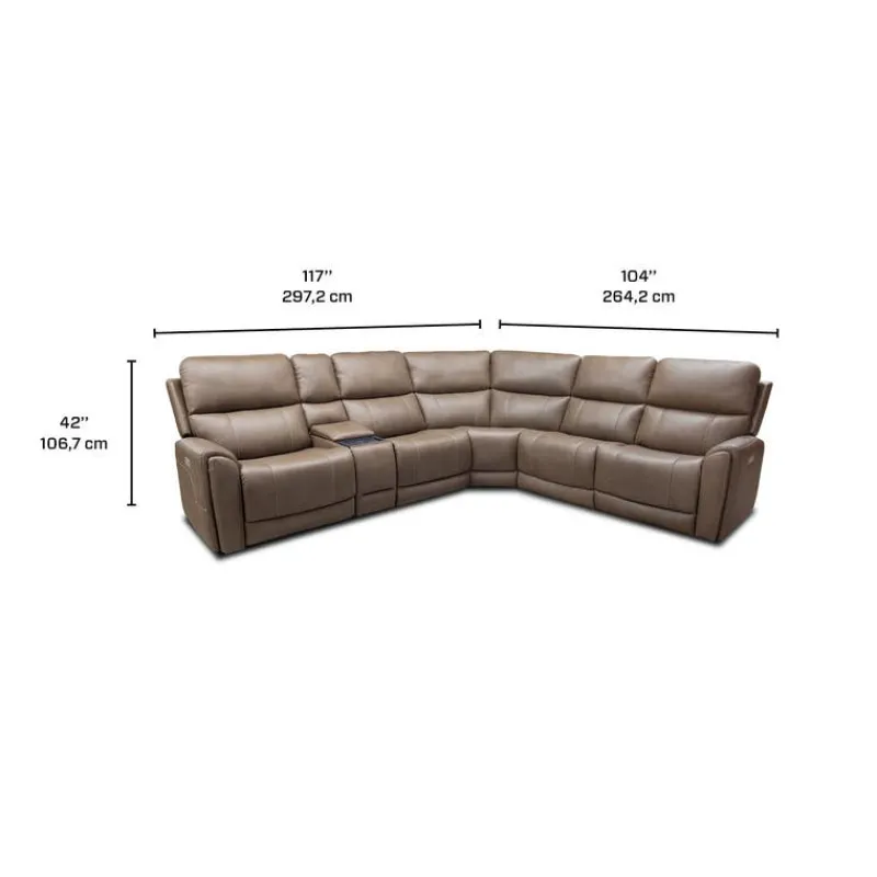 Power Modular Reclining Sectional with Console - 6 pcs