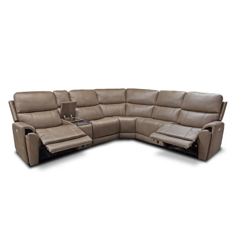 Power Modular Reclining Sectional with Console - 6 pcs