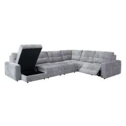 Power Modular Reclining Sectional with 2 Sliders and Left-Side Chaise with Storage - 6 pcs