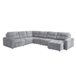 Power Modular Reclining Sectional with 2 Sliders and Right-Side Chaise with Storage - 6 pcs