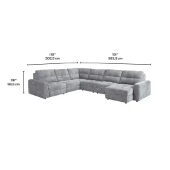 Power Modular Reclining Sectional with 2 Sliders and Right-Side Chaise with Storage - 6 pcs
