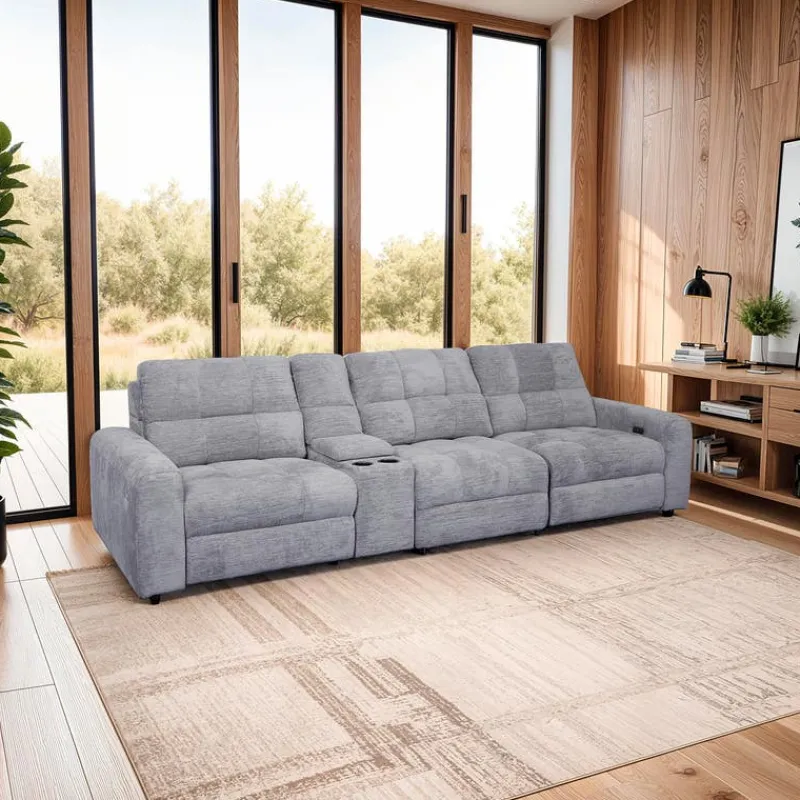 Power Modular Reclining Sofa and Console - 4 pcs