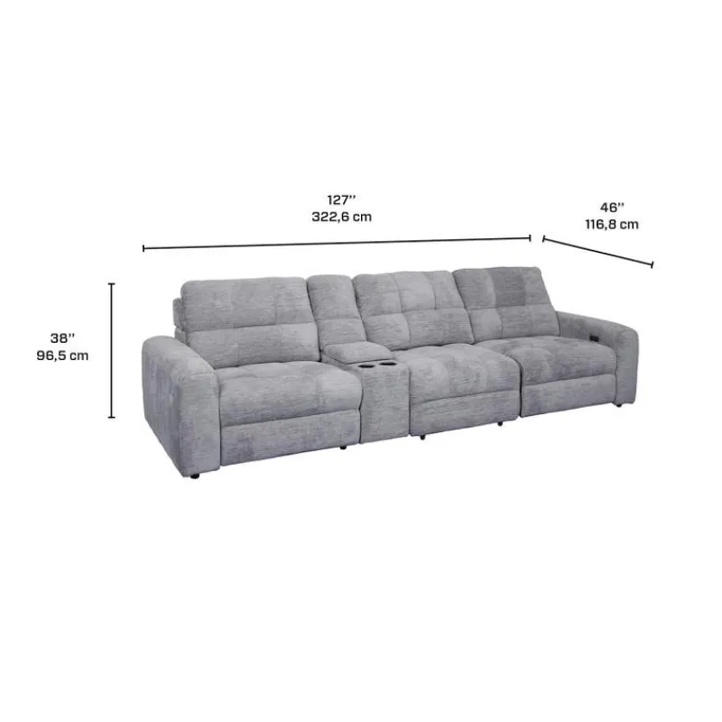 Power Modular Reclining Sofa and Console - 4 pcs