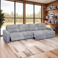 Power Modular Reclining Sectional with 1 Slider and Right-Side Chaise with Storage - 4 pcs