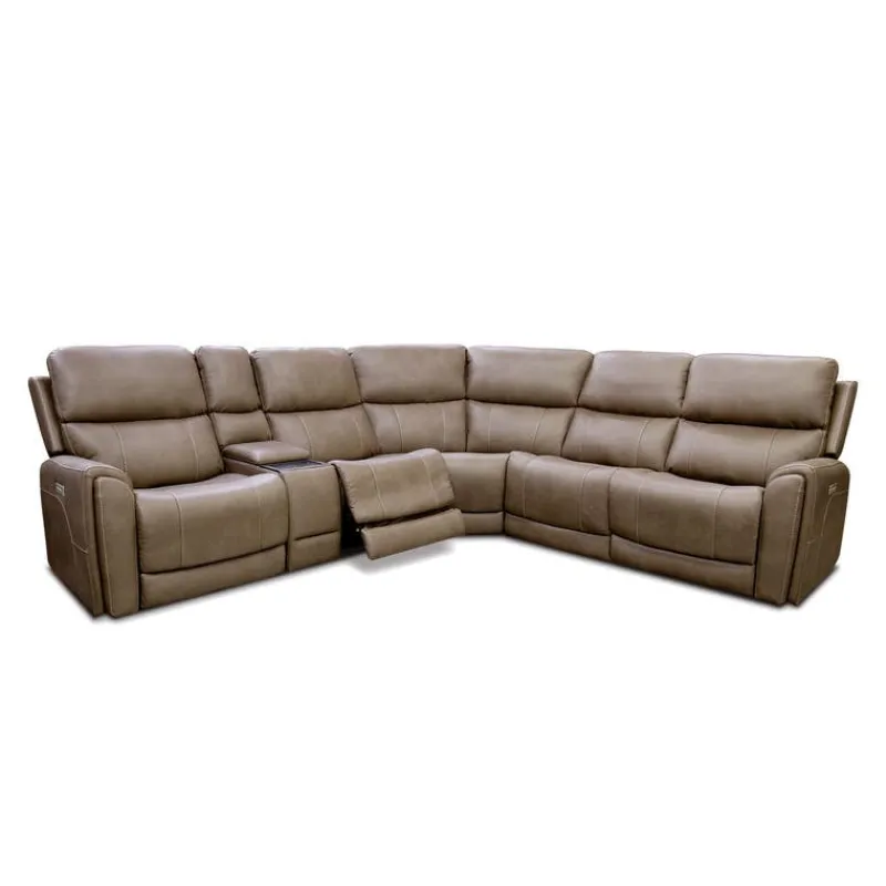 Power Modular Reclining Sectional with Console - 6 pcs