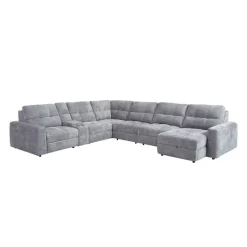 Power Modular Reclining Sectional with 2 Sliders, Right-Side Chaise with Storage, and Console - 7 pcs