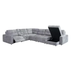 Power Modular Reclining Sectional with 2 Sliders, Right-Side Chaise with Storage, and Console - 7 pcs