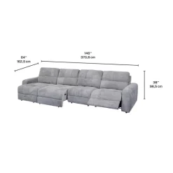 Power Modular Reclining Sectional with 1 Slider and Left-Side Chaise with Storage - 4 pcs
