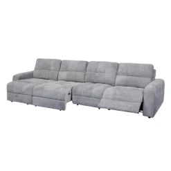 Power Modular Reclining Sectional with 1 Slider and Left-Side Chaise with Storage - 4 pcs