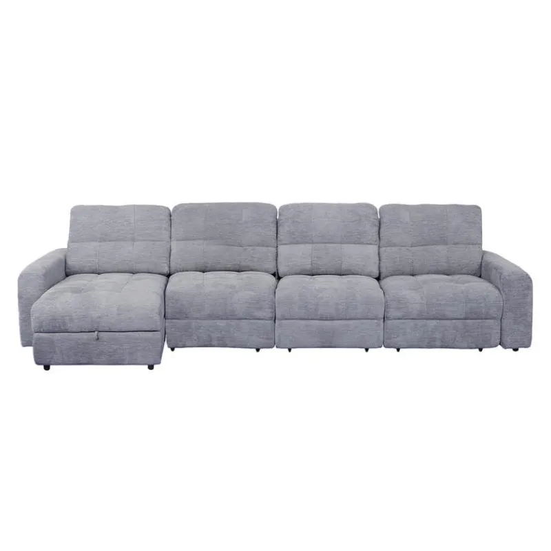 Power Modular Reclining Sectional with 2 Sliders and Left-Side Chaise with Storage - 4 pcs