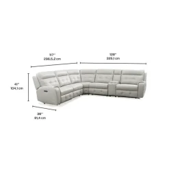 Power Modular Reclining Sectional with Console and Fold-Down Backrest - 6 pcs