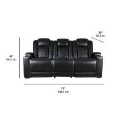 Power Modular Reclining Sofa and Drop-Down Backrest with Reading Lights - 3 pcs