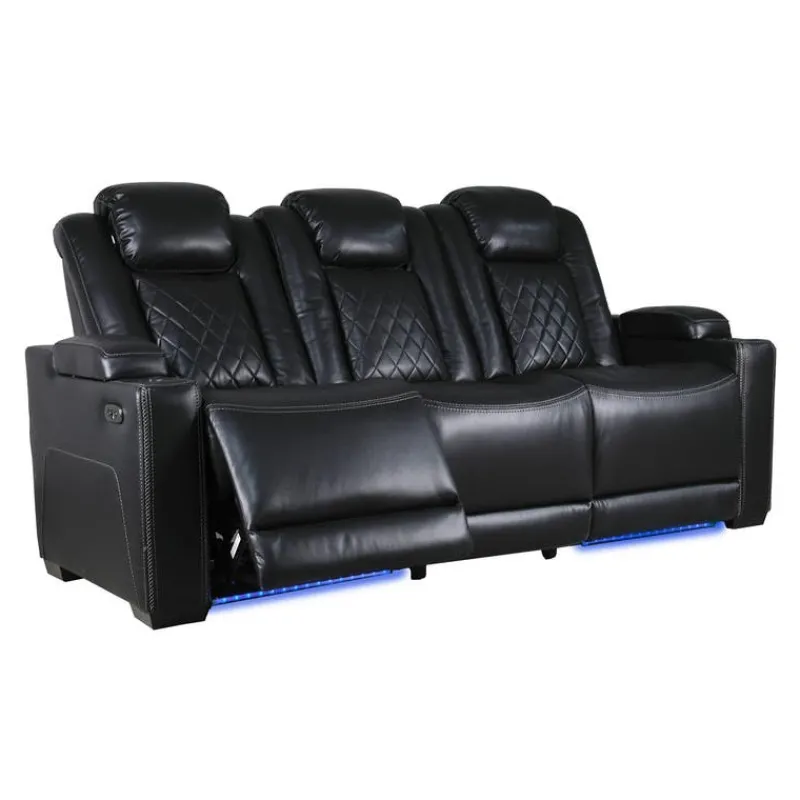 Power Modular Reclining Sofa and Drop-Down Backrest with Reading Lights - 3 pcs