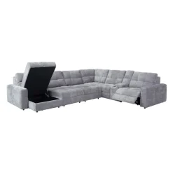 Power Modular Reclining Sectional with 2 Sliders, Left-Side Chaise with Storage, and Console - 7 pcs