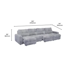 Power Modular Sectional with 2 Sliders and Right-Side Chaise with Storage - 4 pcs