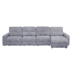 Power Modular Sectional with 2 Sliders and Right-Side Chaise with Storage - 4 pcs