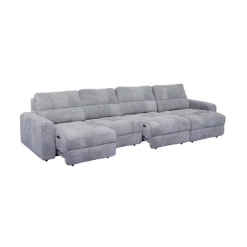 Power Modular Sectional with 2 Sliders and Right-Side Chaise with Storage - 4 pcs