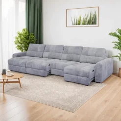 Power Modular Sectional with 2 Sliders and Left-Side Chaise with Storage - 4 pcs