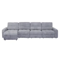Power Modular Sectional with 2 Sliders and Left-Side Chaise with Storage - 4 pcs