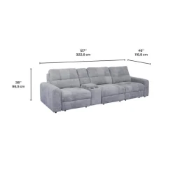 Power Modular Sofa with 2 Sliders and Console - 4 pcs