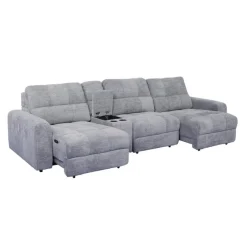 Power Modular Sofa with 2 Sliders and Console - 4 pcs