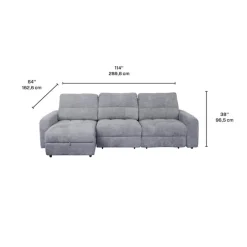 Power Modular Sofa with 2 Sliders and Left-Side Chaise with Storage - 3 pcs