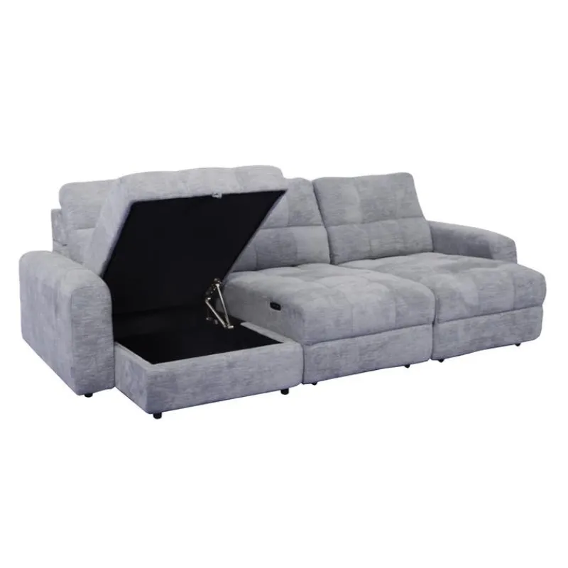 Power Modular Sofa with 2 Sliders and Left-Side Chaise with Storage - 3 pcs