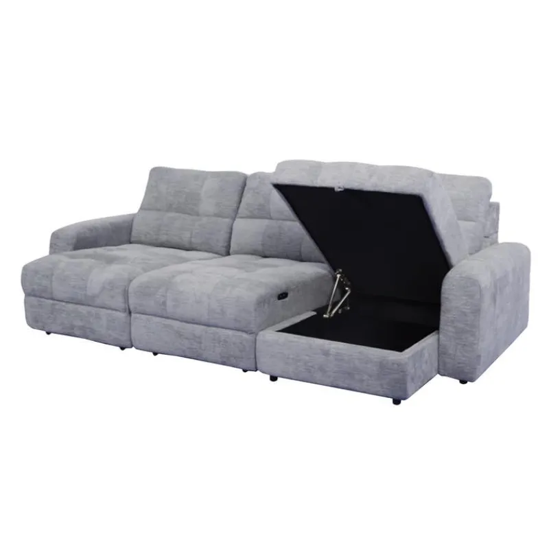 Power Modular Sofa with 2 Sliders and Right-Side Chaise with Storage - 3 pcs